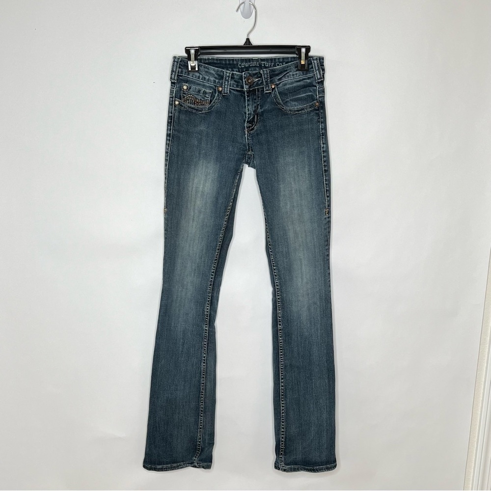 Tuff Don’t Fence Me In Western Medium Wash Low Rise Size 27/37 Cowgirl Denim